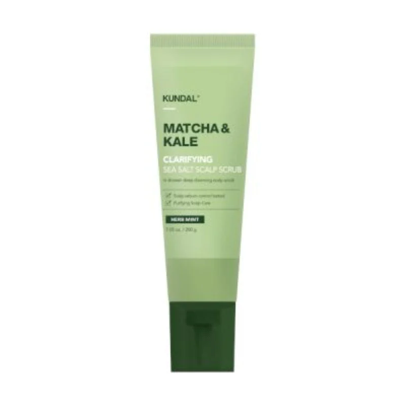 Scrub purificante per il cuoio capelluto al sale marino Matcha e cavolo nero 200 g - Menta alle erbe