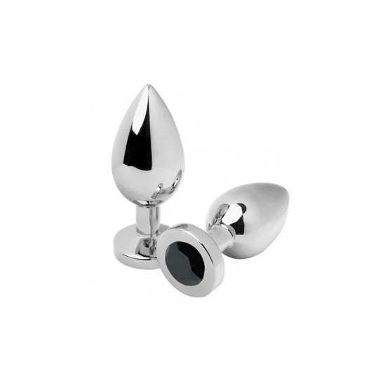 Metal Hard Anale Plug Diamond Nero Medium 7.62cm 1 Unità