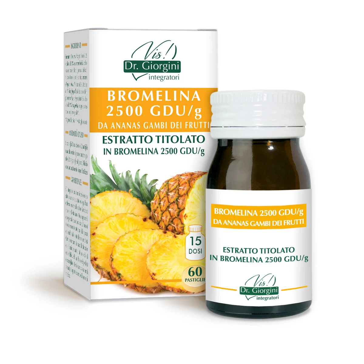Dr Giorgini bromelina 2500 gdu/g da ananas 30 g - 60 pastiglie da 500 mg
