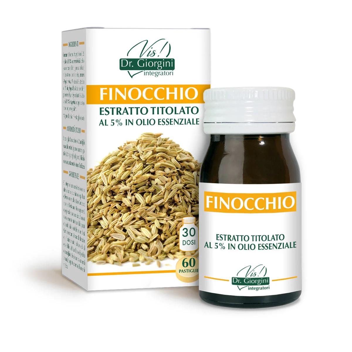 Dr Giorgini finocchio estratto titolato 60 pastiglie da 500 mg - 30 gr