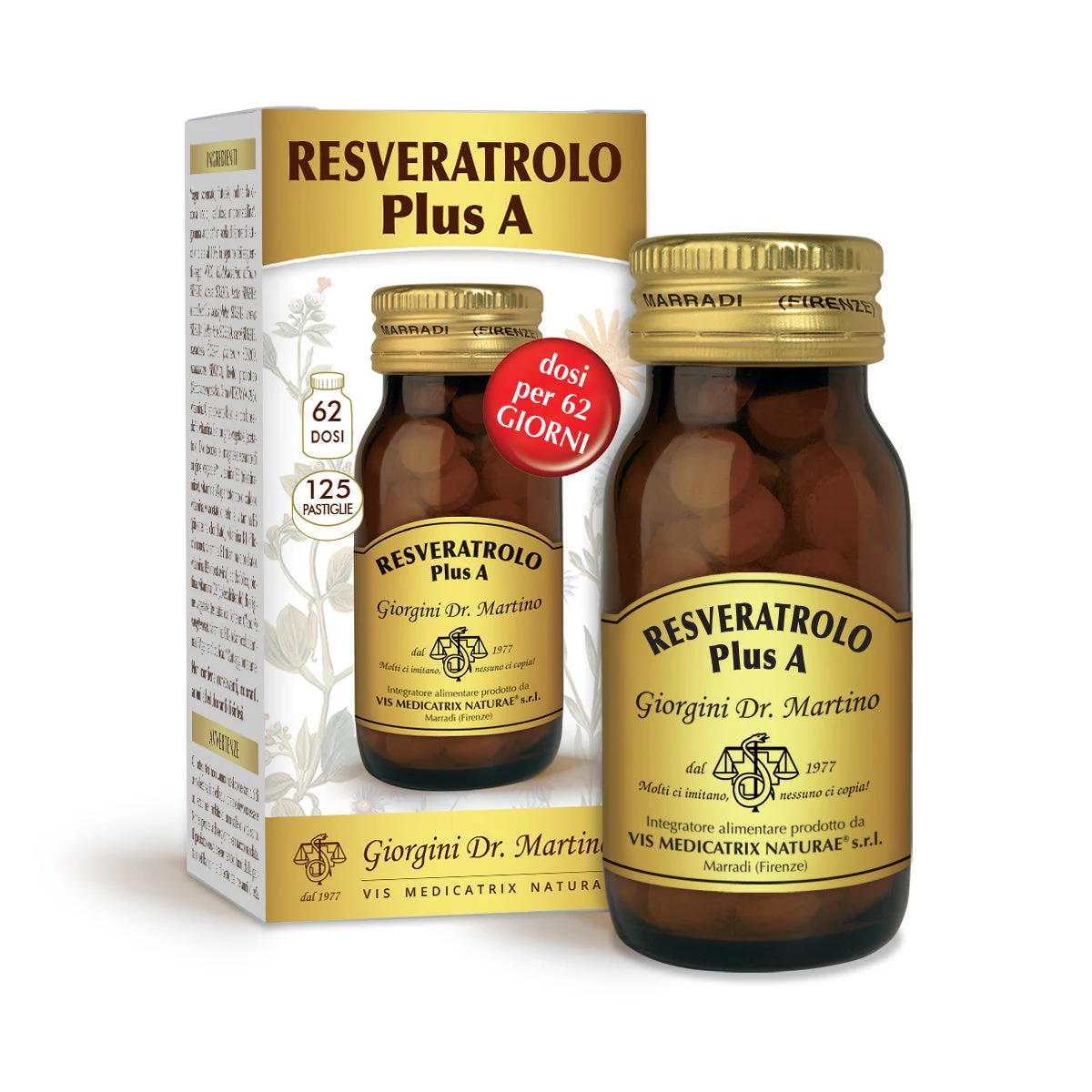 Dr Giorgini Resveratrolo Plus A - 125 pastiglie da 400 mg - 50 gr
