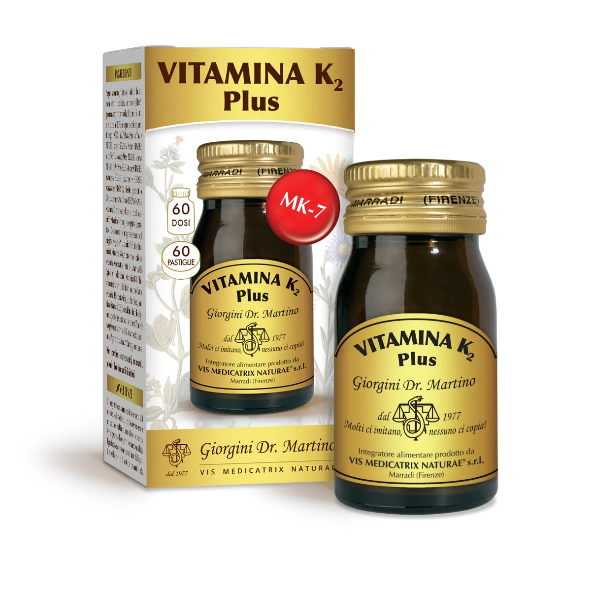 Dr Giorgini VITAMINA K2 Plus - 60 pastiglie da 500 mg - 30 g