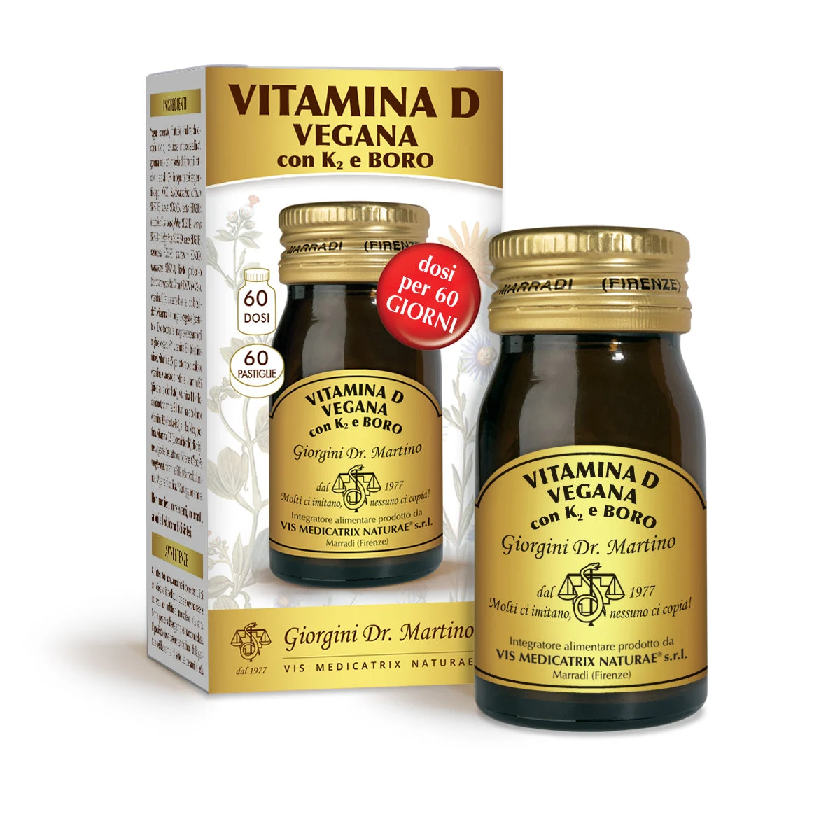 Dr Giorgini vitamina d vegana con k2 e boro 30 g - 60 pastiglie da 500 mg
