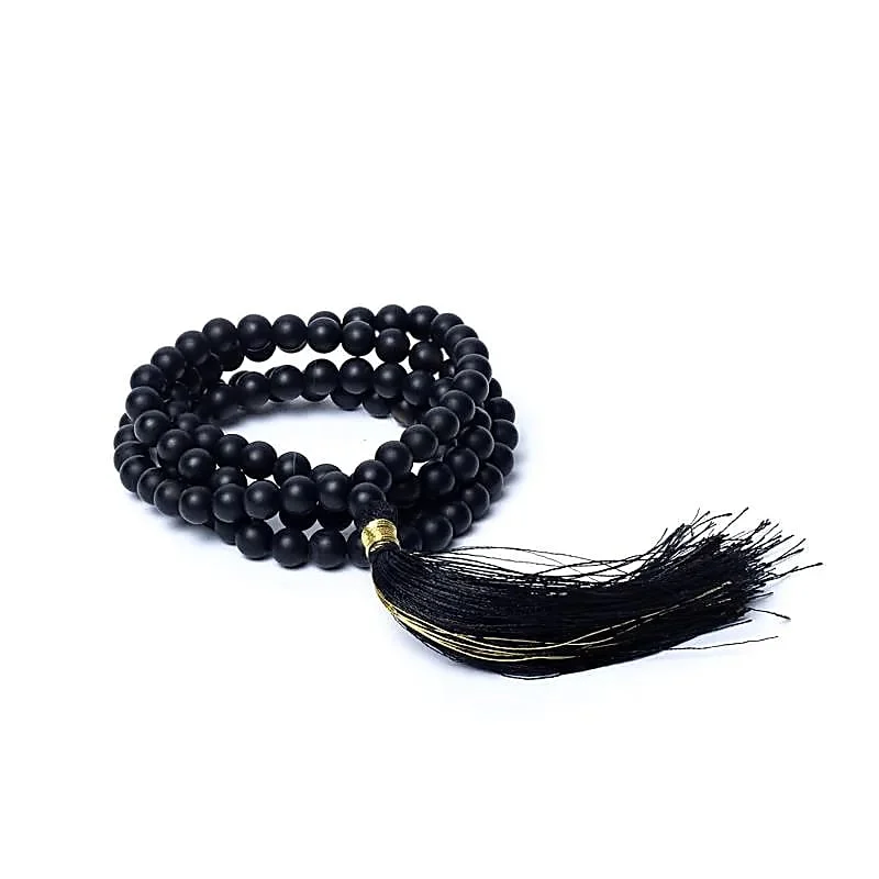 Mala Tibetano con 108 perle in Onice Nero opaco da 6mm - Lunghezza ± 31,5cm