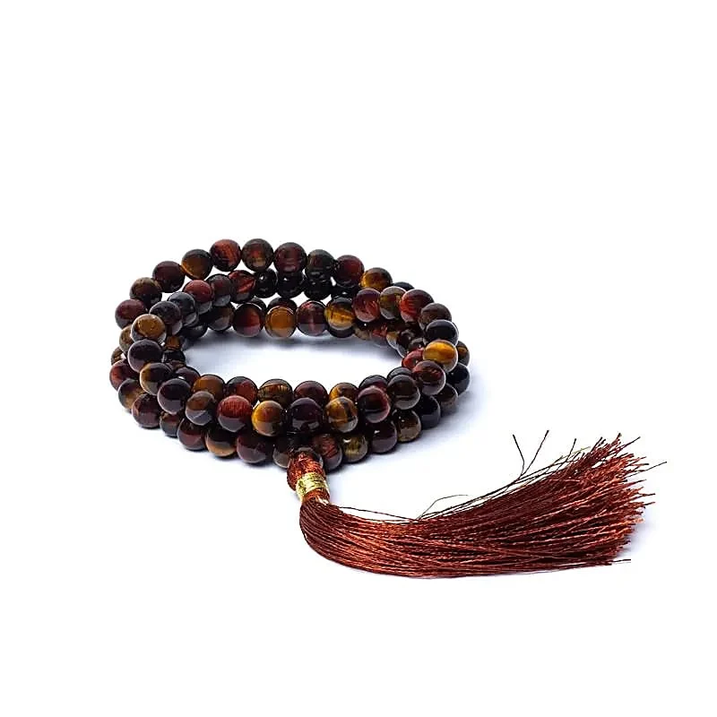 Mala Tibetano con 108 perle in Occhio di Gatto opaco da 6mm - Lunghezza ± 34cm
