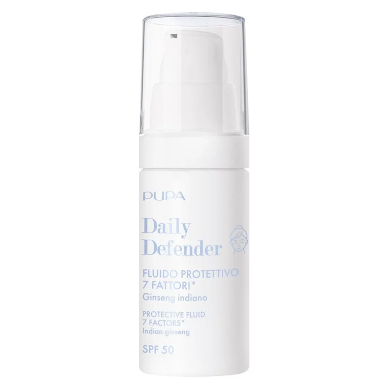 Pupa Daily Defender Fluido Protettivo 7 Fattori Spf 50 - Fluido Ultraleggero. Protegge, Idrata E Uniforma 002 - Colorato (30 Ml)