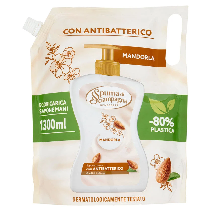 Spuma di sciampagna Sapone Crema Mandorla Ecoricarica 1300 ml