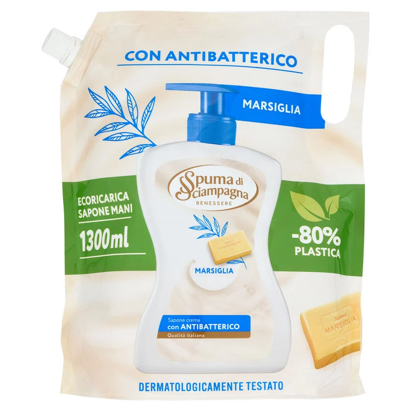 Spuma di sciampagna Sapone Crema Marsiglia Ecoricarica 1300 ml