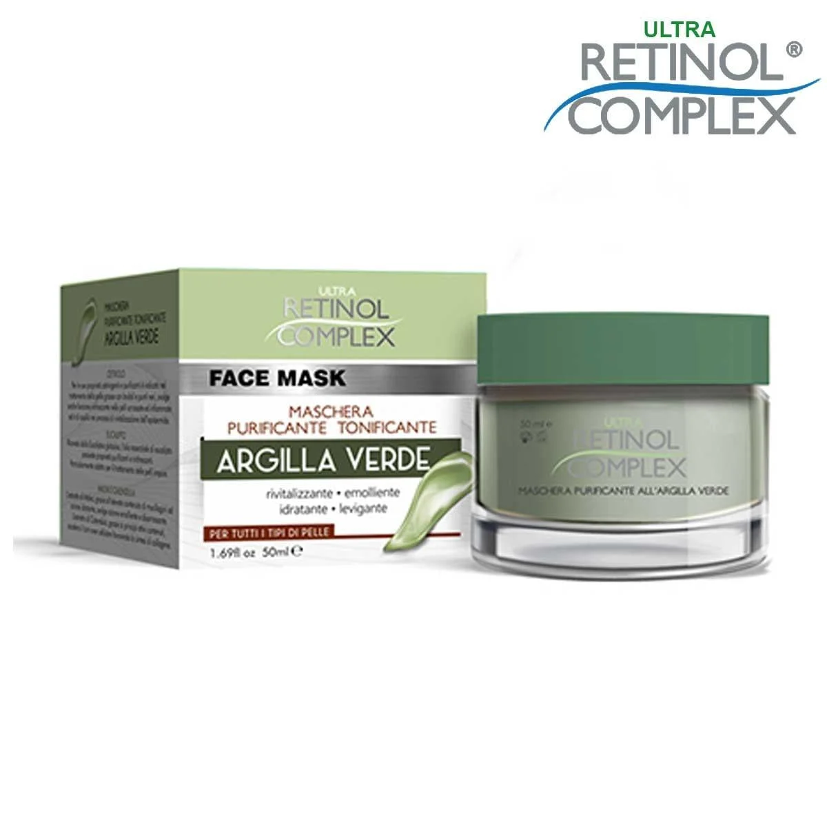 Retinol Complex maschera viso purificante tonificante all'argilla verde 50 ml