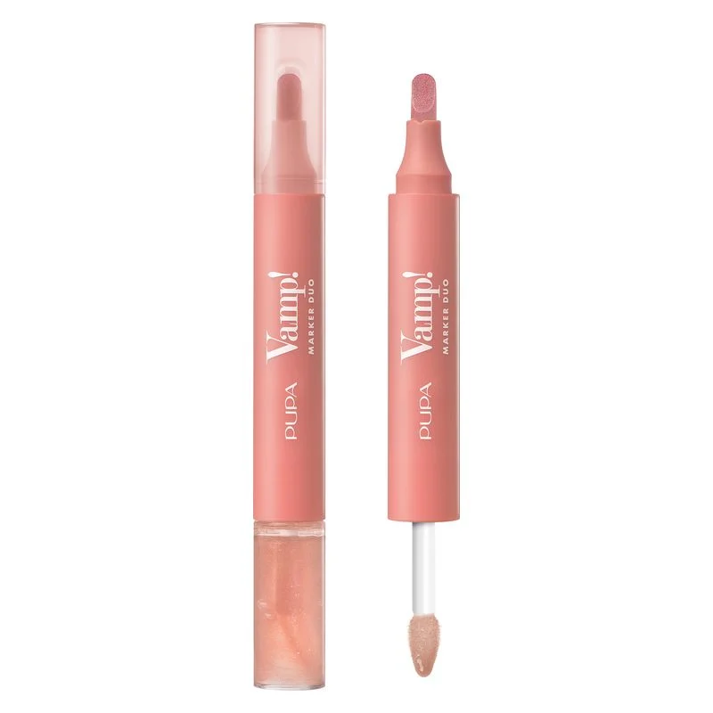Pupa Vamp! Marker Duo - Pennarello labbra e lucidalabbra oleoso 002 - Frozen Rose 4 ml