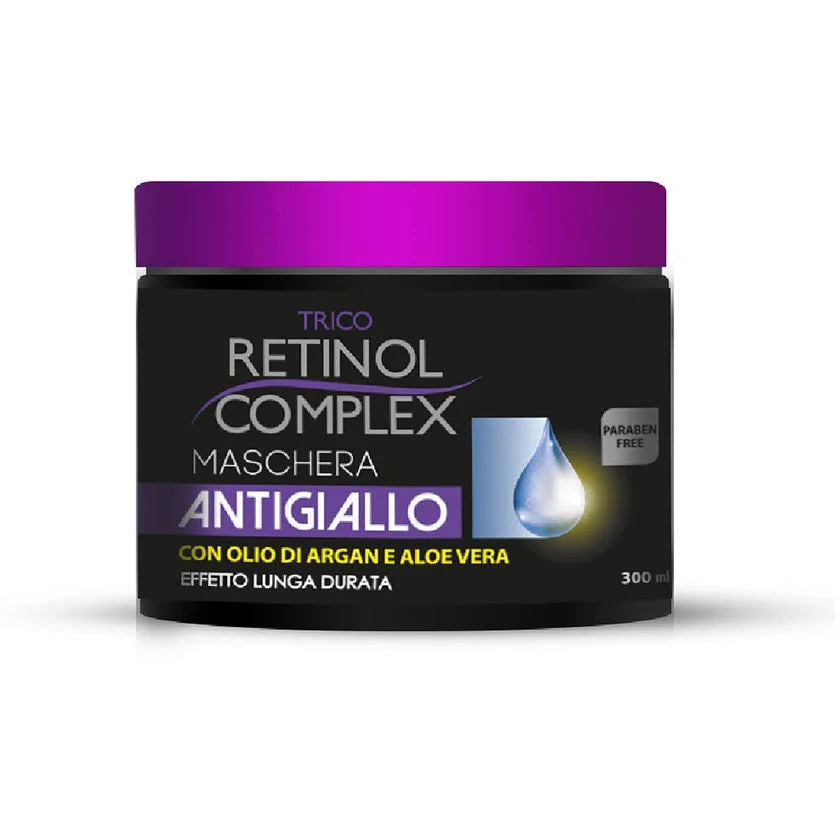 Retinol complex Maschera Antigiallo – Trattamento Professionale Per Capelli Biondi, Grigi O Decolorati 300 ml