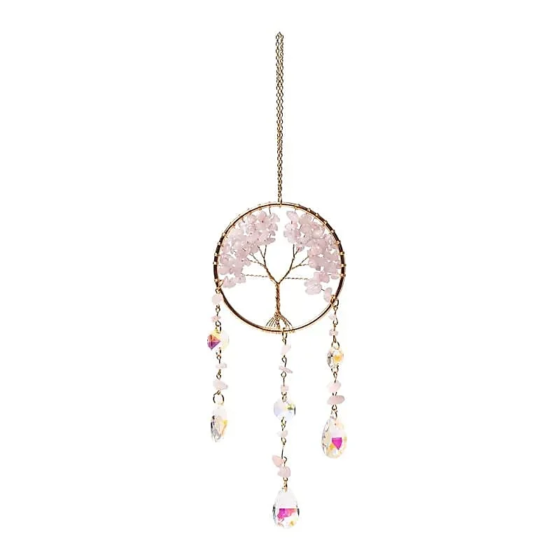 Acchiappasole con Quarzo Rosa - Albero della Vita - 30cm