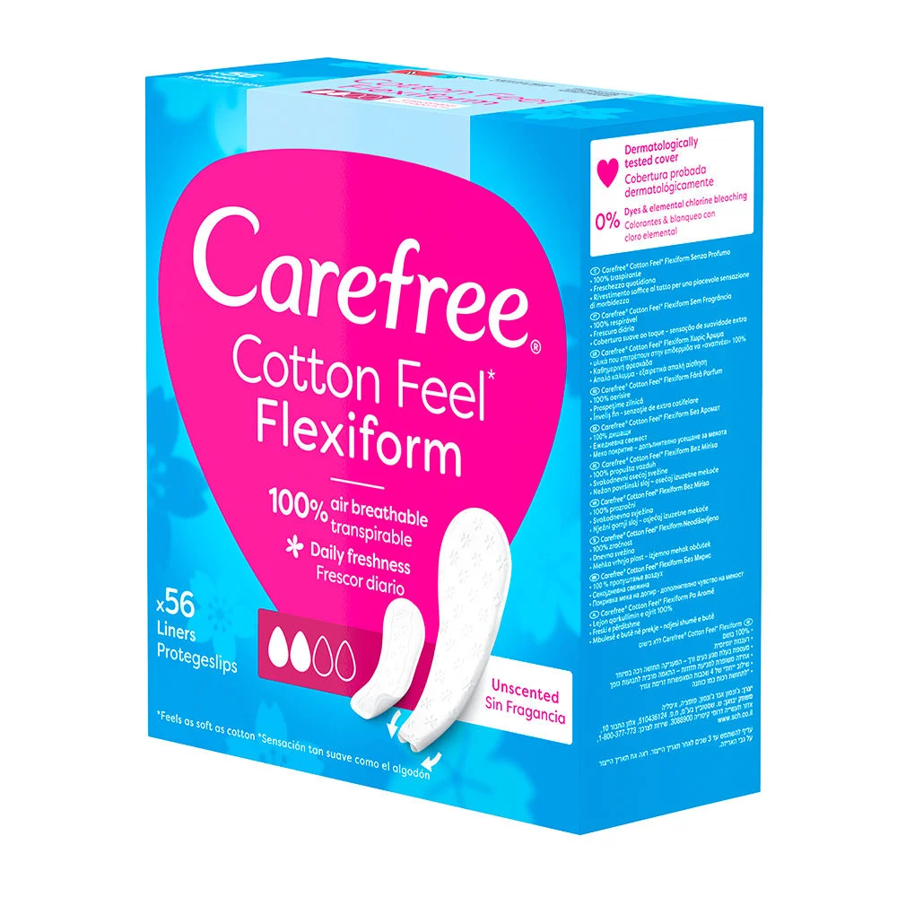 Dischetti di cotone Carefree Flexiform senza profumo, confezione da 56