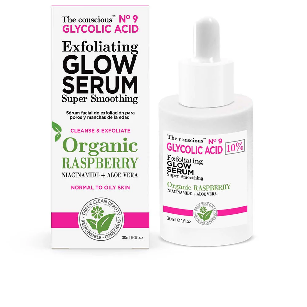 Siero esfoliante illuminante all’acido glicolico e lampone biologico