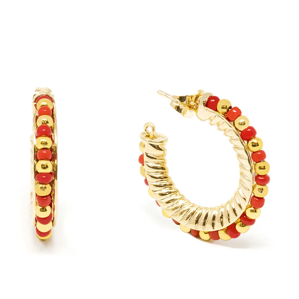Orecchini ETHIOPIA ROSSO 3CM #glitter oro