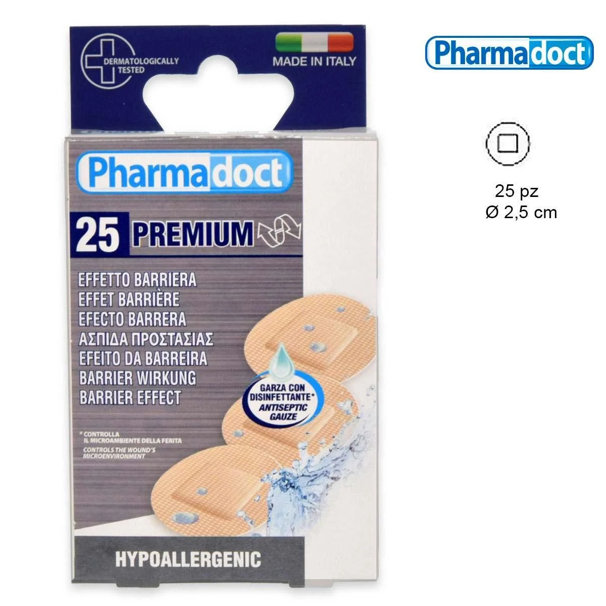Pharmadoct 20 cerotti premium rotondi con garza emostatica