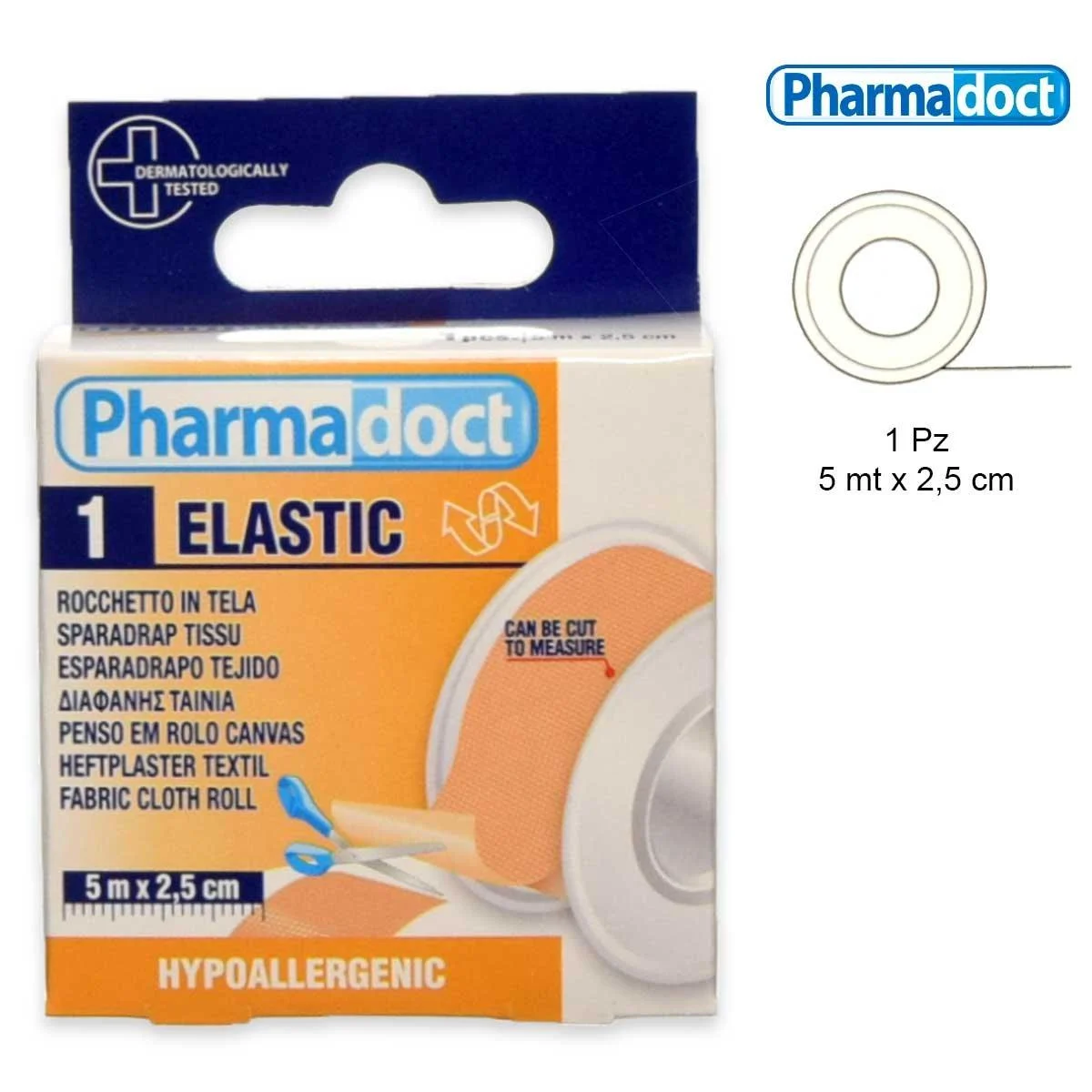 Pharmadoct rocchetto tela elastico 5 m x 2,5 cm