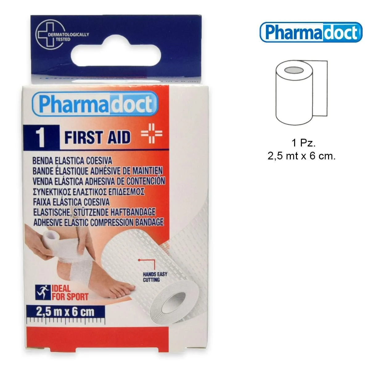 Pharmadoct 1 benda coesiva bianca 2,5 m x 6 cm