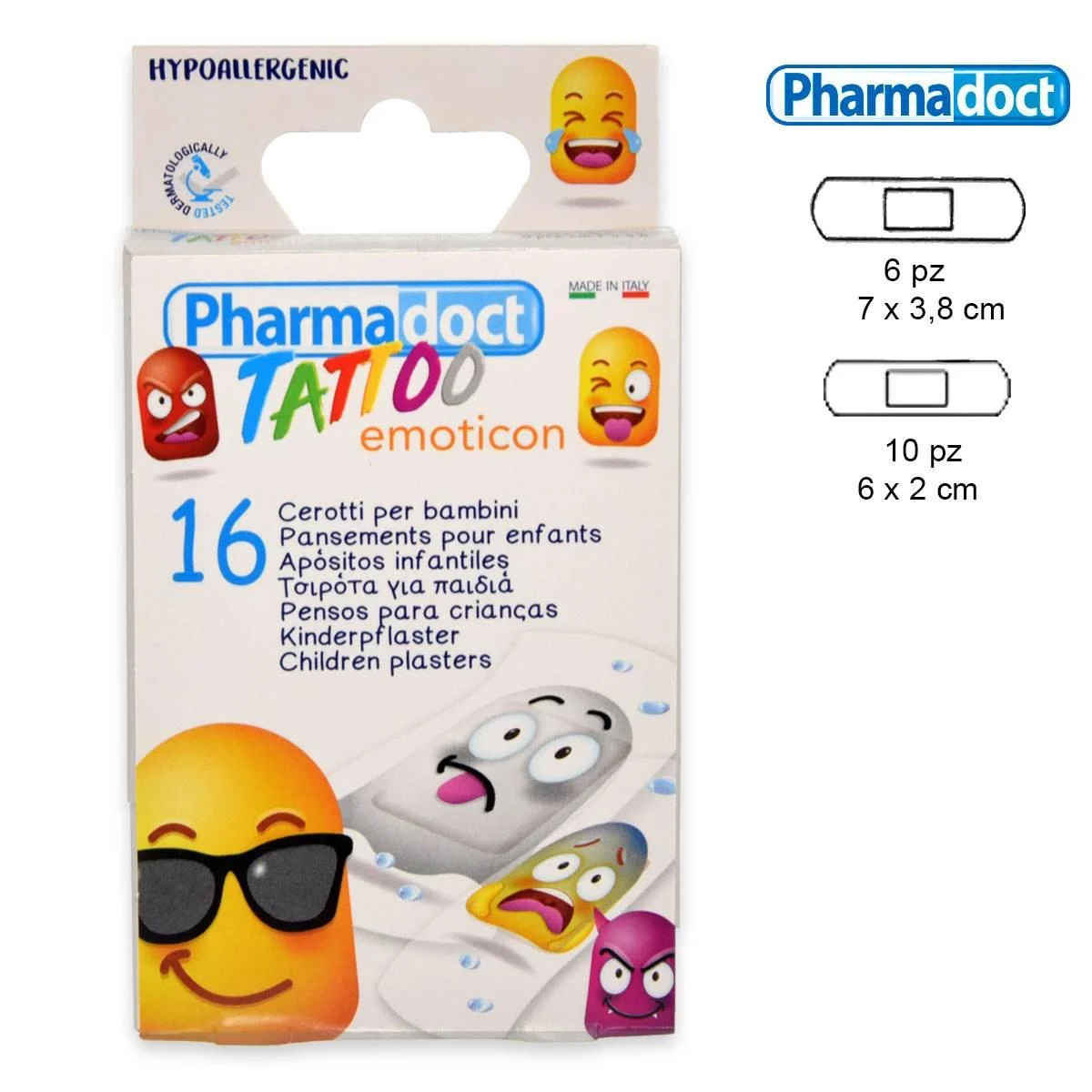 Emoji tatuaggio Pharmadoct 16 cerotti x bambini