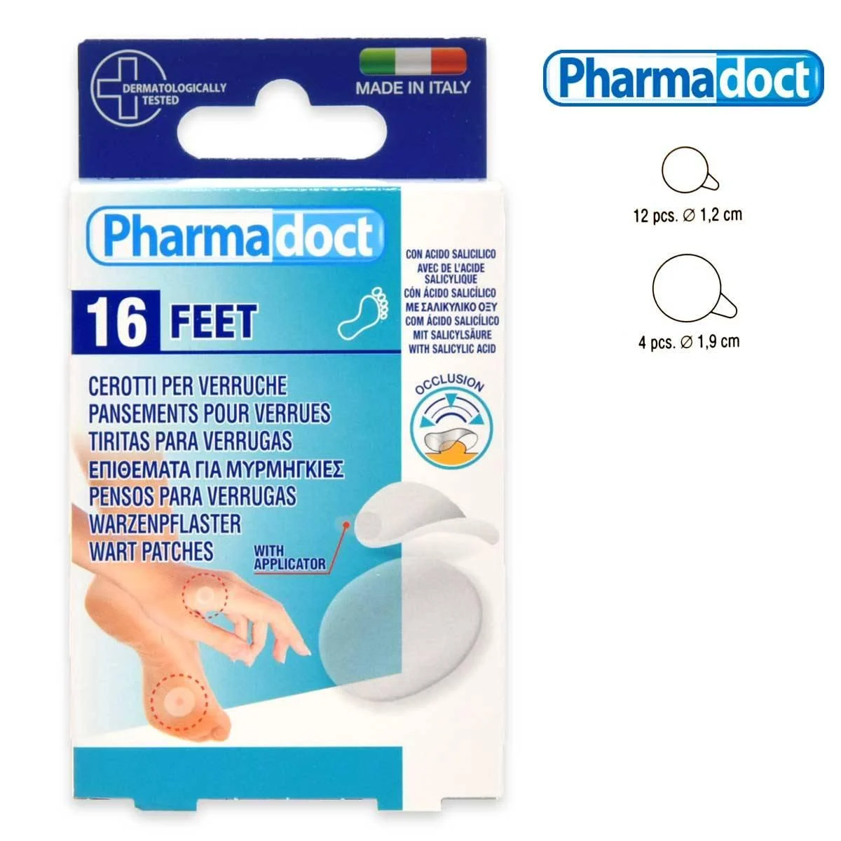 Pharmadoct piedi cerotto x verruche protettivi e leviganti 16 pz assortiti