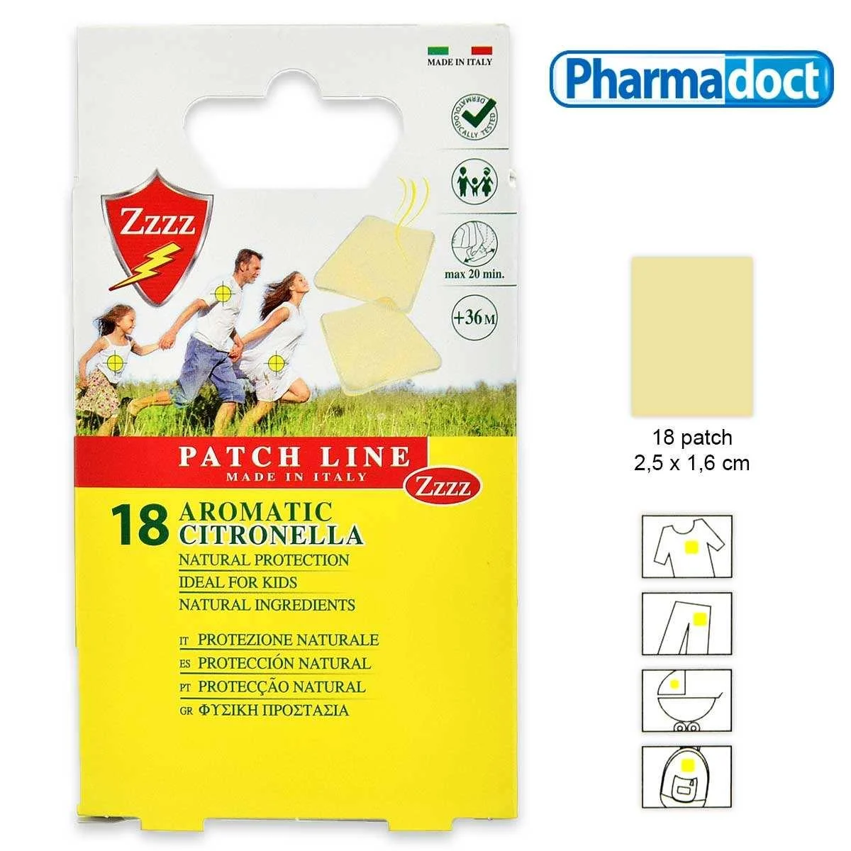 Pharmadoct cerotto linea-18 cerotti insetto repellente