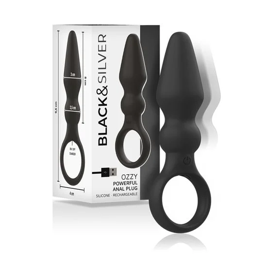 Black&Silver Wells Plug Anal Silicona Control Remoto 1ud
