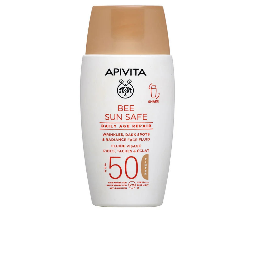 BEE SUN SAFE fluido viso, riparazione anti-età quotidiana con colore SPF50