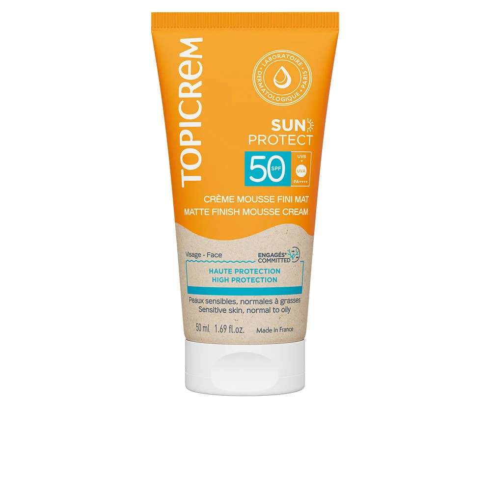 Crema mousse opaca con protezione solare SPF50+