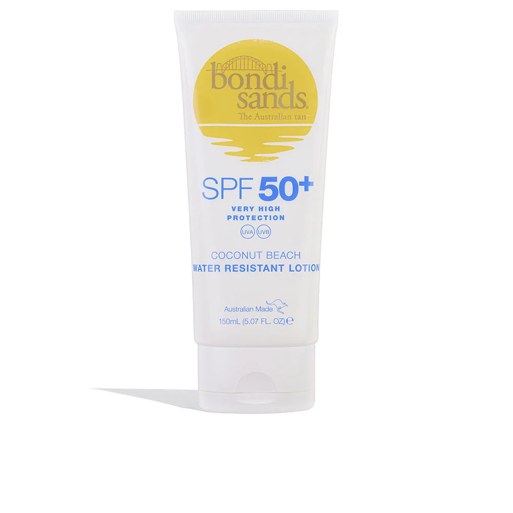 Lozione solare da spiaggia al cocco con SPF50+ resistente all’acqua, durata 4 ore
