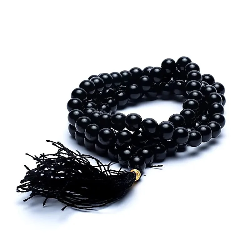 Mala Tibetano con 108 perle in Onice Nero da 7mm - Lunghezza ± 42cm