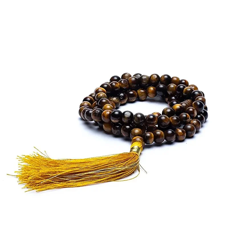 Mala Tibetano con 108 perle in Occhio di Tigre da 7mm - Lunghezza ± 42cm