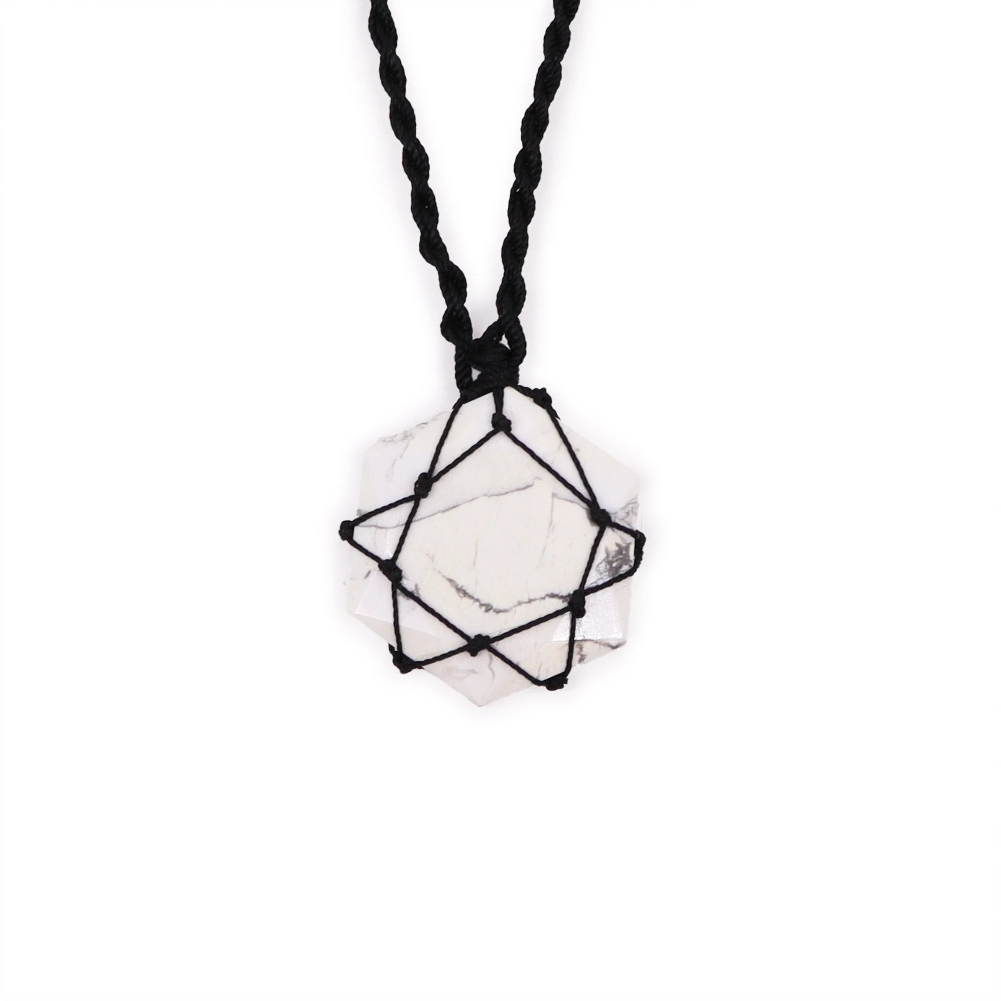 Ciondolo Esagonale in Howlite Bianca