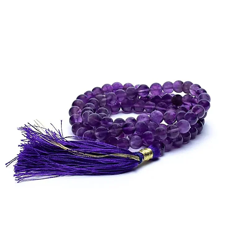 Mala Tibetano con 108 perle in Ametista da 7mm - Lunghezza ± 42cm