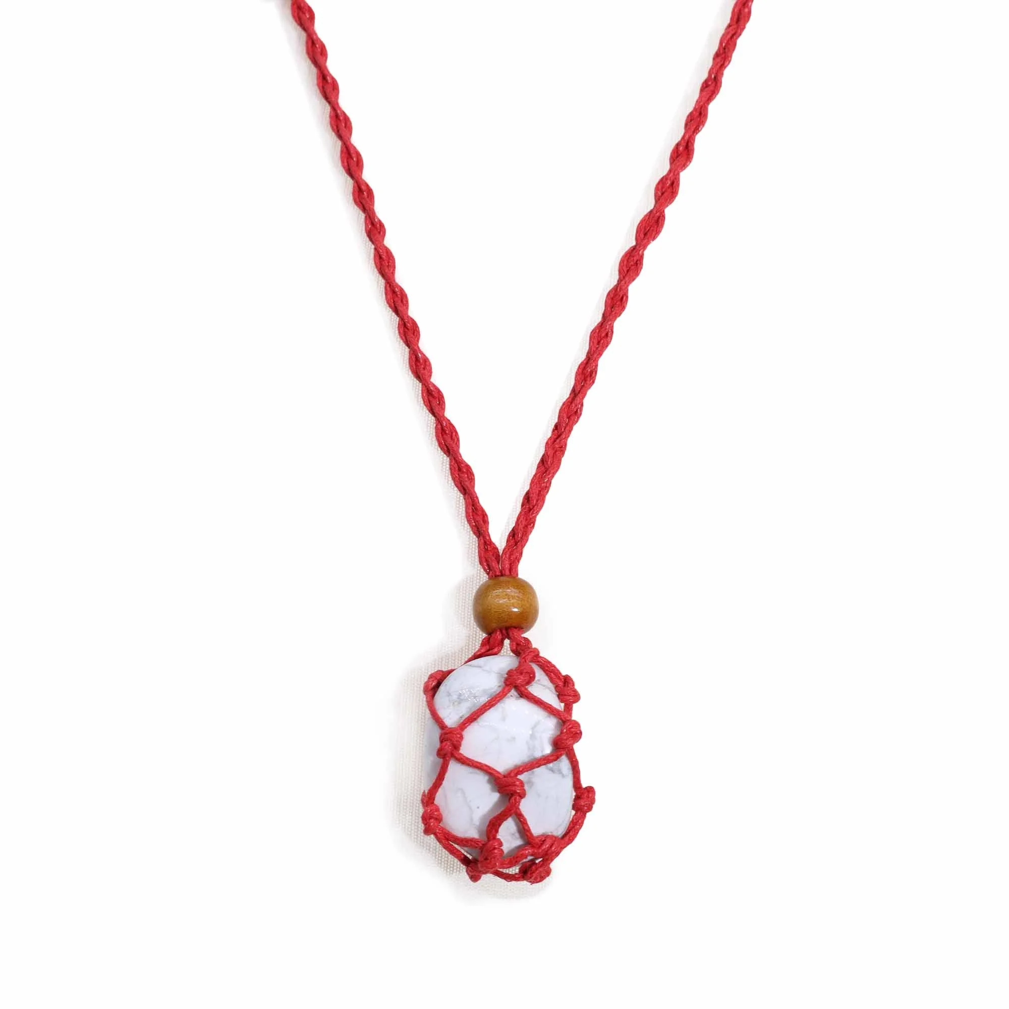 Collana in Macramè per Pietre Semipreziose – Lunghezza 45 cm - Rosso