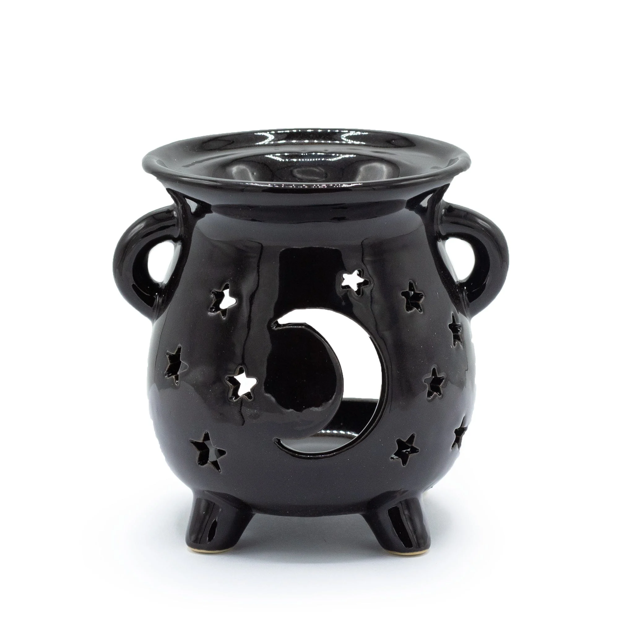 Brucia Essenze in ceramica nera - Luna e Stelle