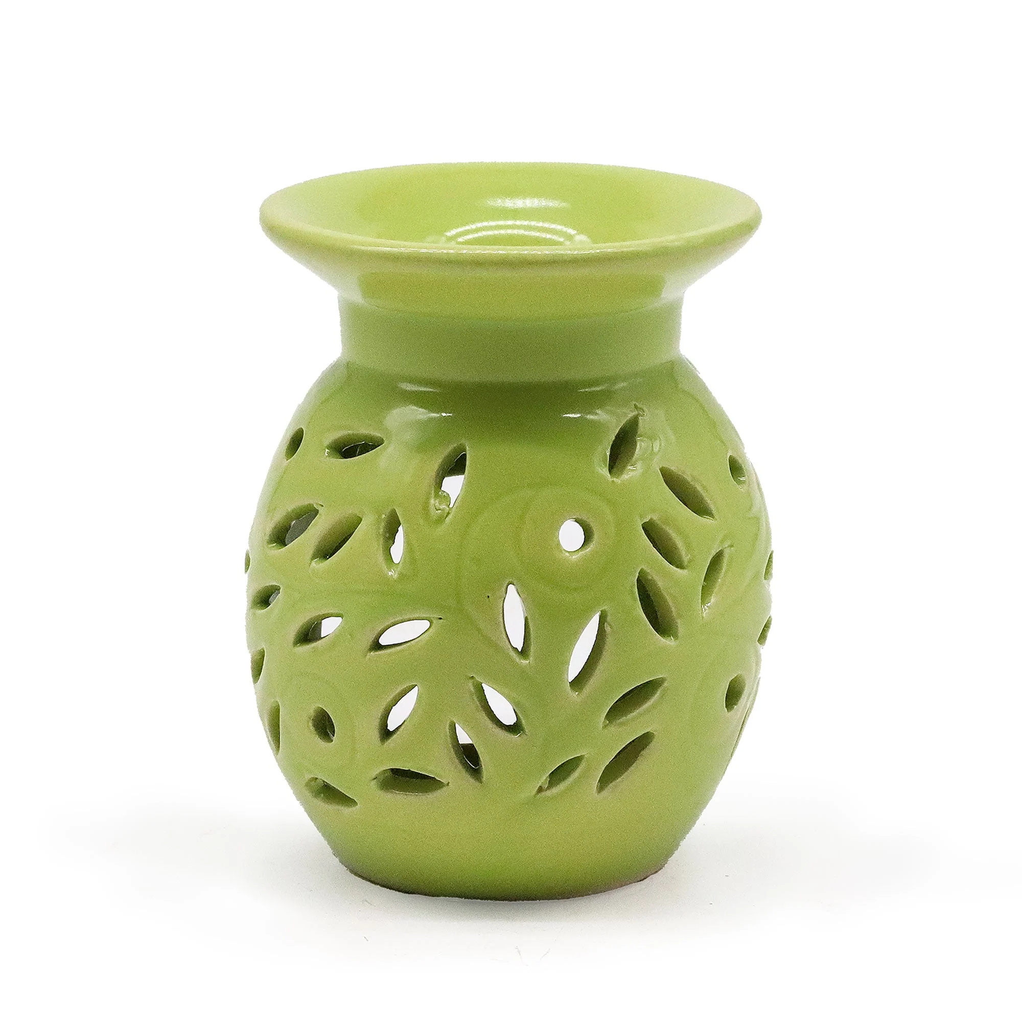 Brucia Essenze in ceramica verde - Floreale