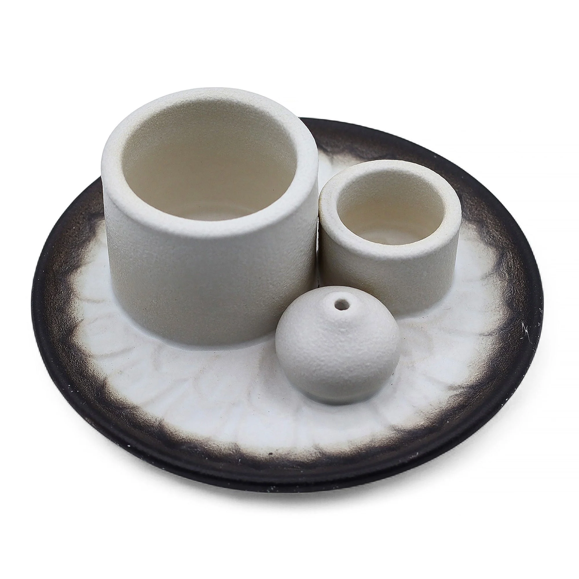 Supporto in Ceramica per Palo Santo, Incensi e Smudge - Mandala Bianco e Grigio