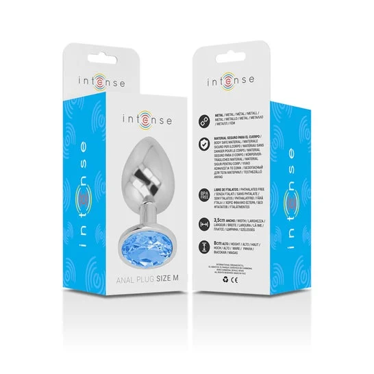 Intense Plug Anal Metal con Cristal Azul Talla M 1ud