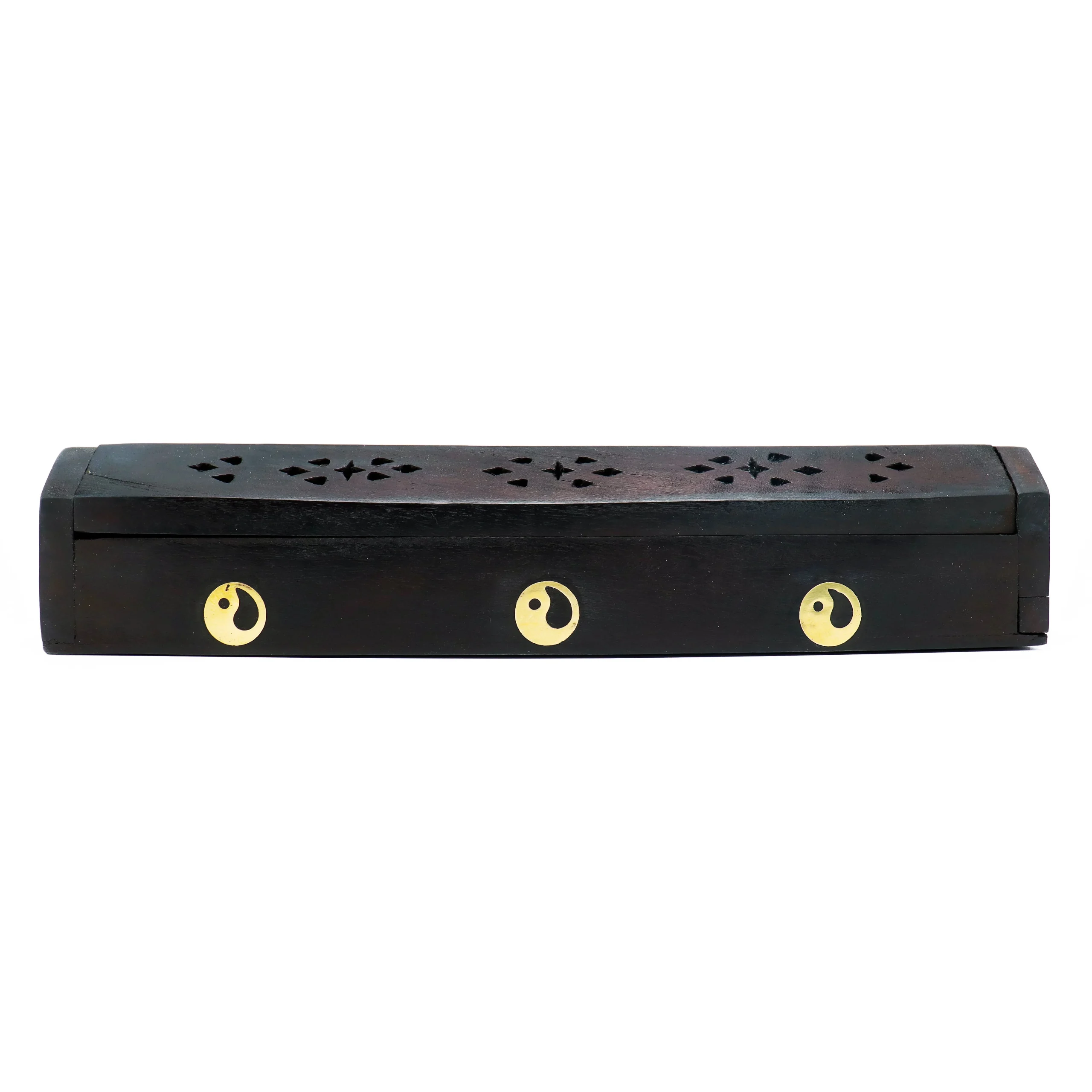 Scatola porta incenso in legno nero - Ying - Yang