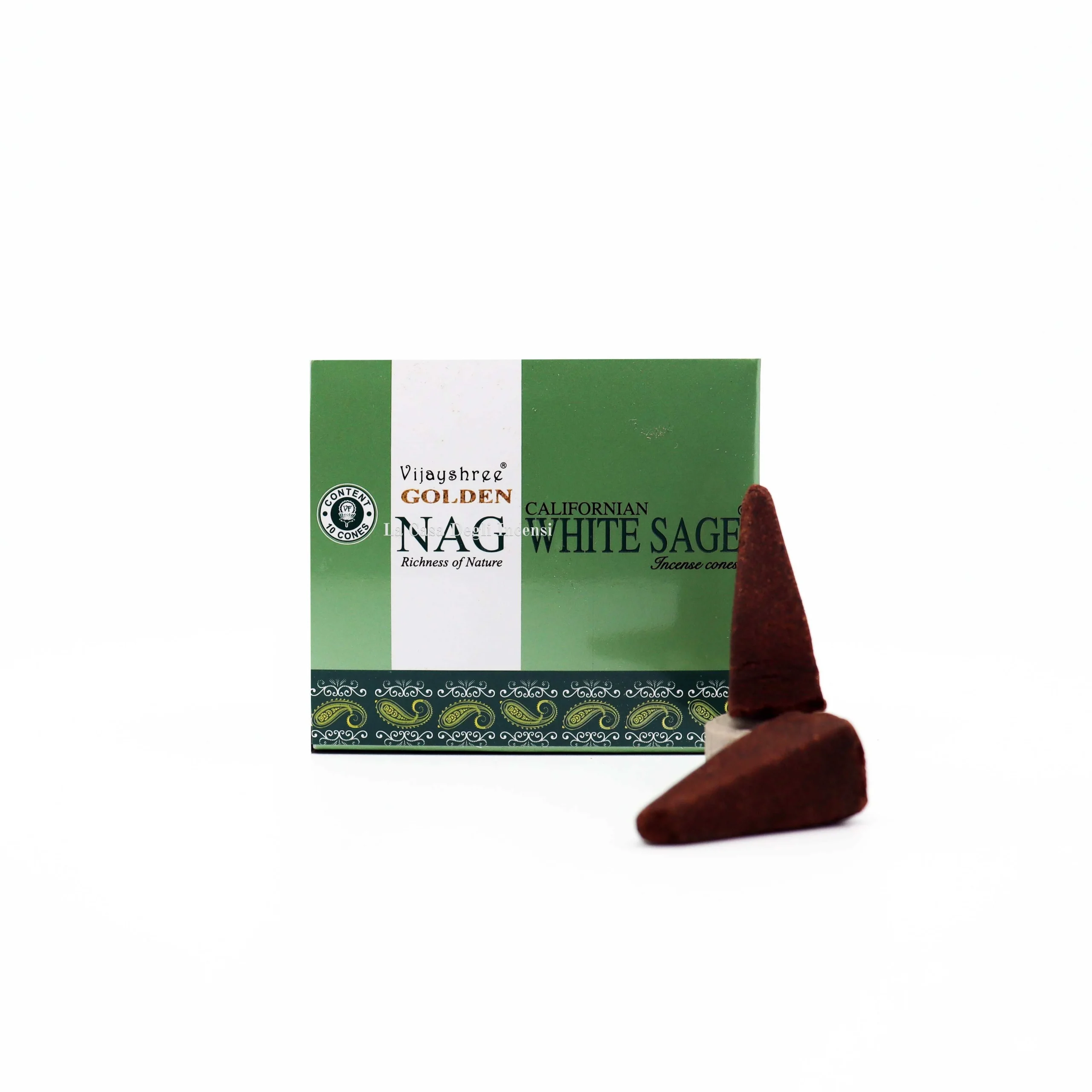 Salvia Bianca - Coni di Incenso - Vijayshree Golden Nag - 10pz