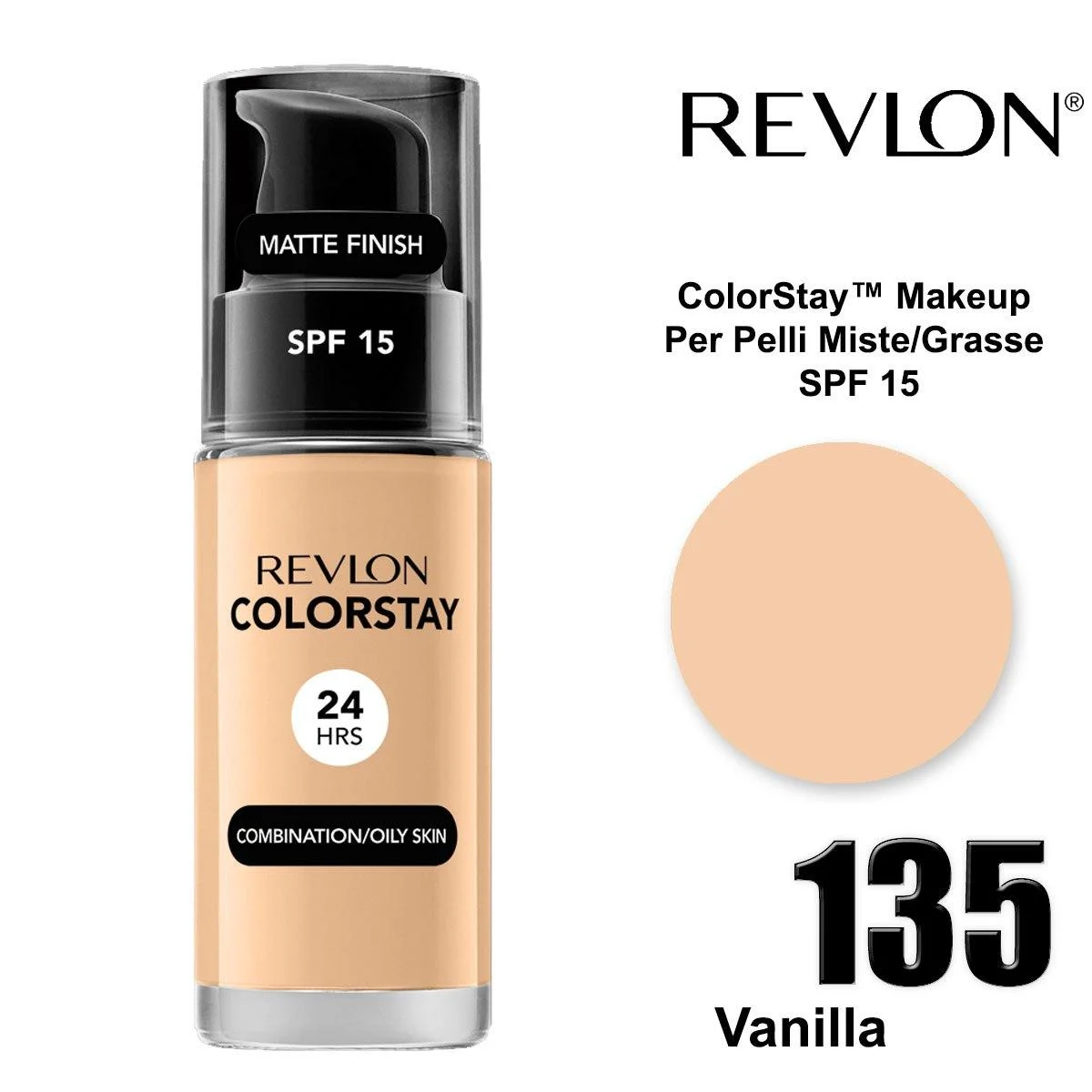 Revlon colorstay trucco pelle grassa vaniglia 135