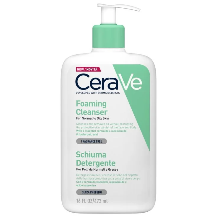 Cerave Detergente Viso Gel Schiuma Viso E Collo Pelle Normale Grassa 473 ml