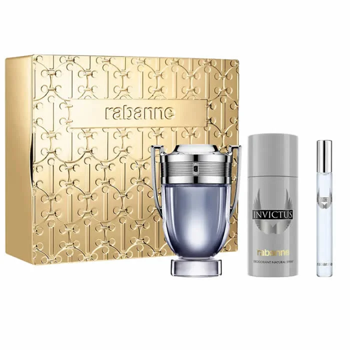 Paco Rabanne Invictus Eau De Toilette Spray Set 100ml 3 Pezzi