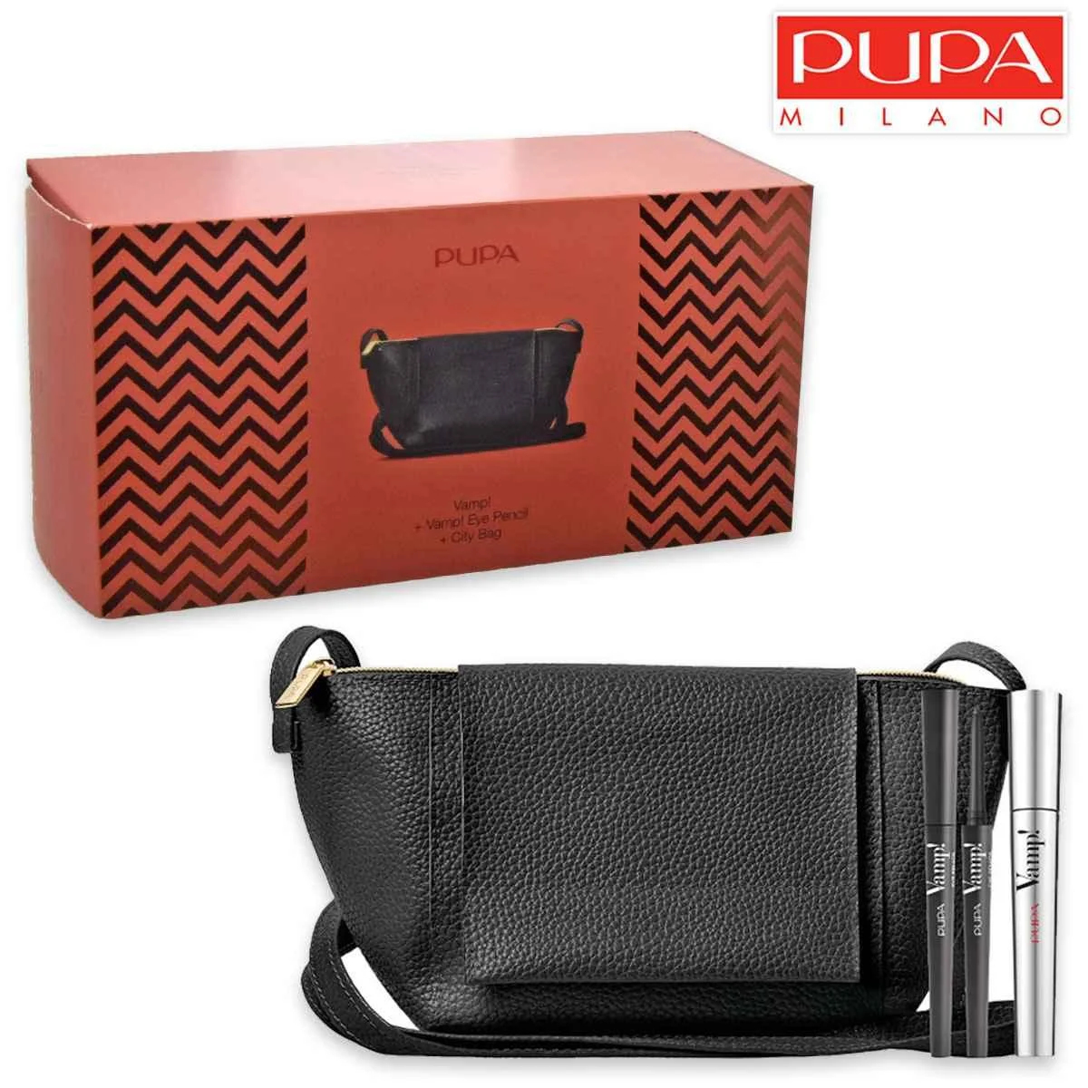Pupamake-up kit mascara vamp + matita occhi + pochette