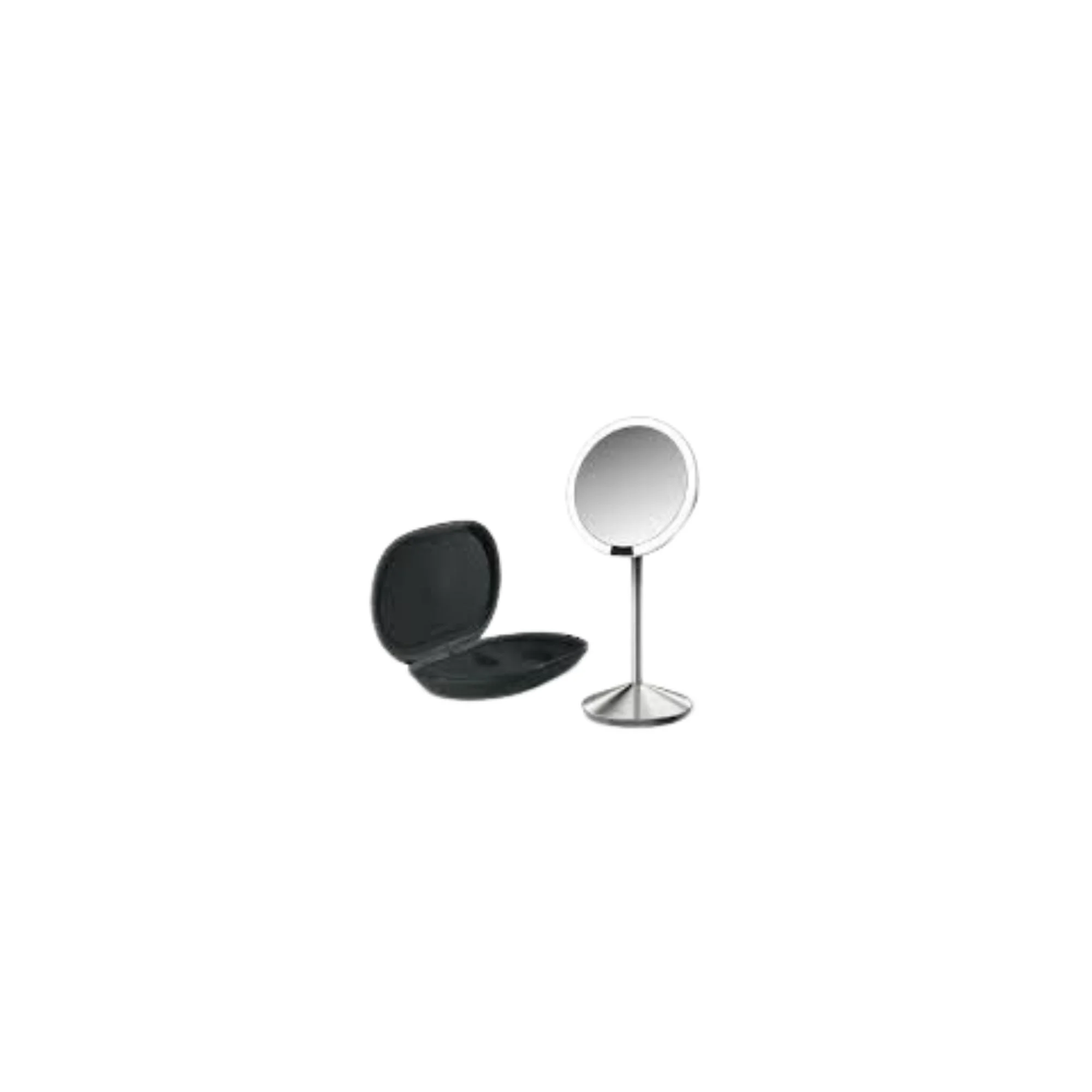 Simplehuman Sensore con illuminazione LED, ingrandimento 10x - Specchio cosmetico da viaggio ricaricabile Acciaio inossidabile