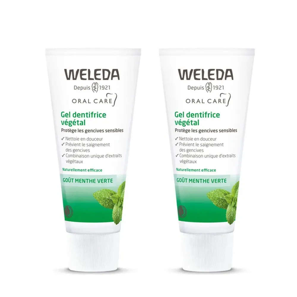 Weleda Gel Dentifricio Vegetal Gusto Menta Verde 2x75ml
