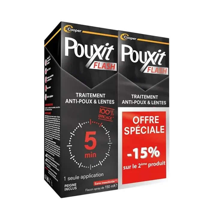 Pouxit Flash Trattamento Antipidocchi e Lendini 2x150ml