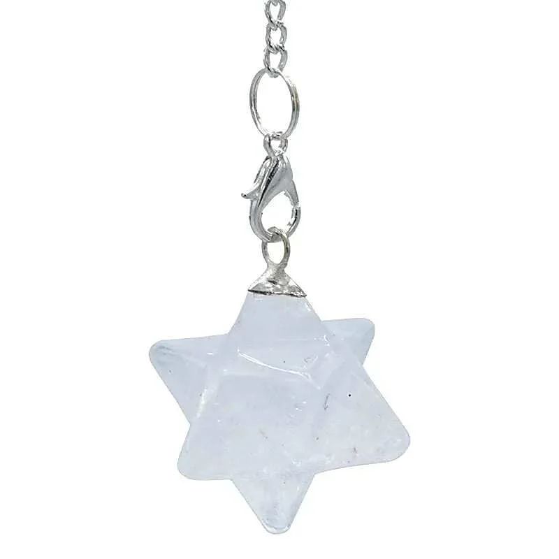 Pendolo divinatorio egizio Merkabah 8 punte - Cristallo di rocca