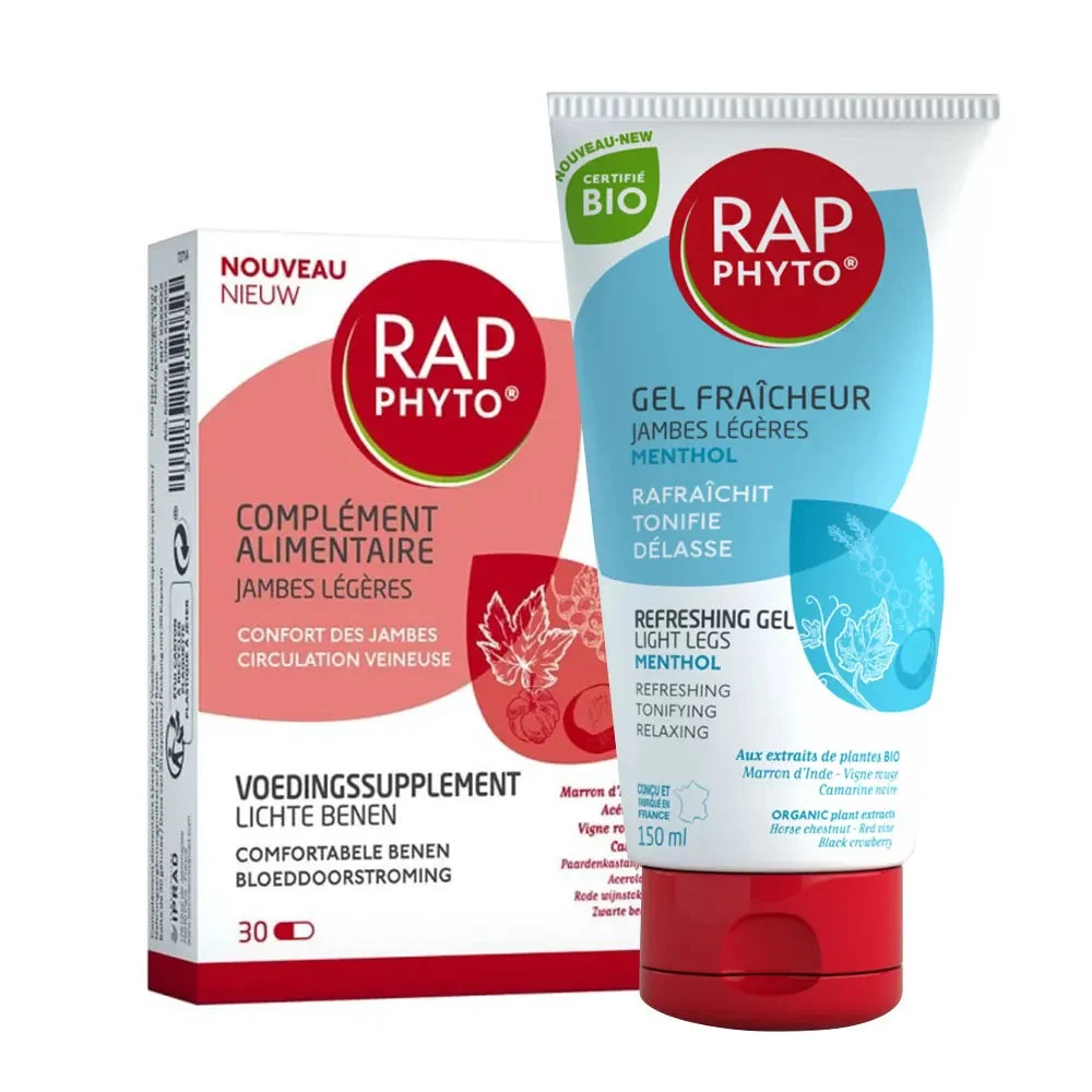Rap Phyto Integratore alimentare Gambe leggere + Gel freschezza biologico al mentolo