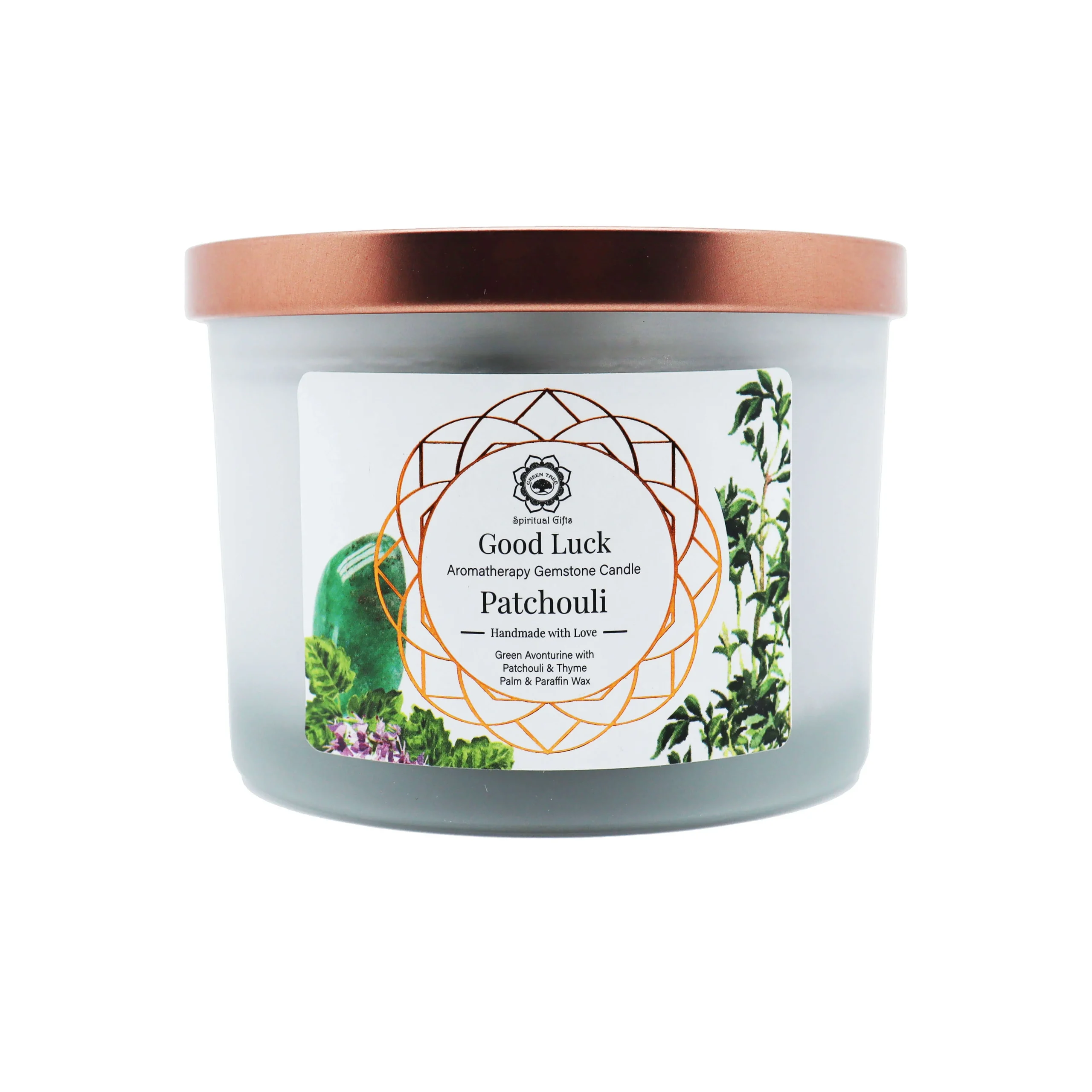 Patchouli e Avventurina Verde - Candela Profumata Artigianale - 256g